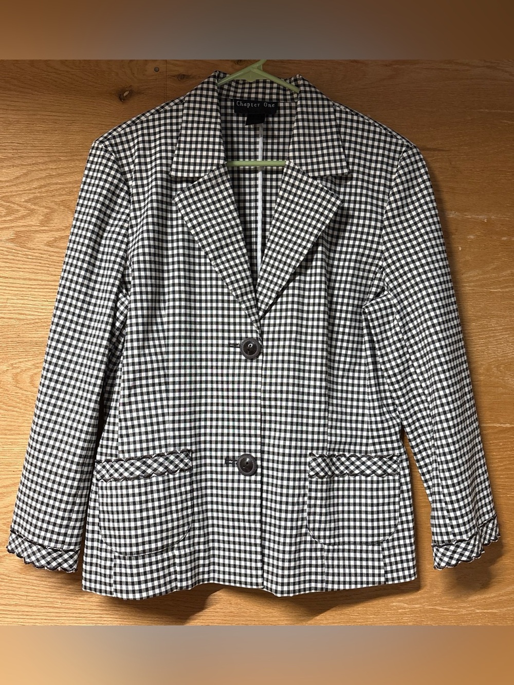 Chapter One Black and White Gingham Blazer